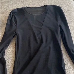 Black mesh top long sleeve top